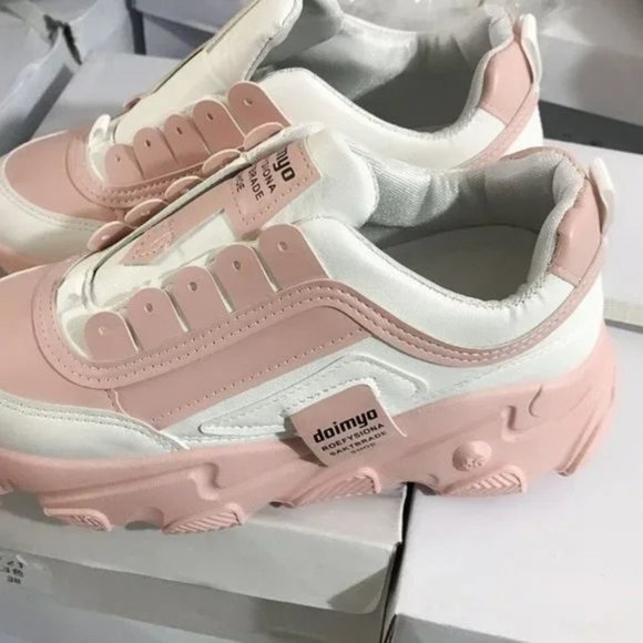 New women's sneakers round toe low front lace-up platform shoes - Picture 5 of 6